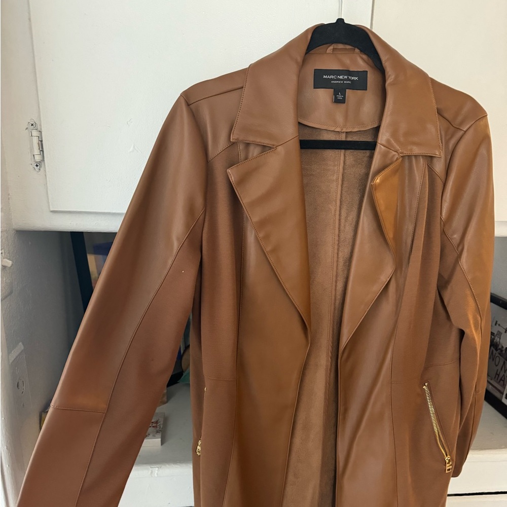 Marc New York camel Brown pleather blazer L
